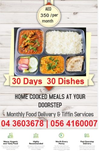 Home Style Indian Monthly Meals Tiffin Services in Dubai