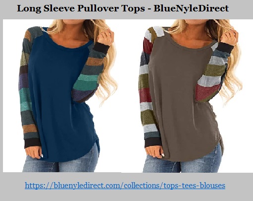 Women Casual Color Block Long Sleeve Pullover Tops At BlueNyleDirect