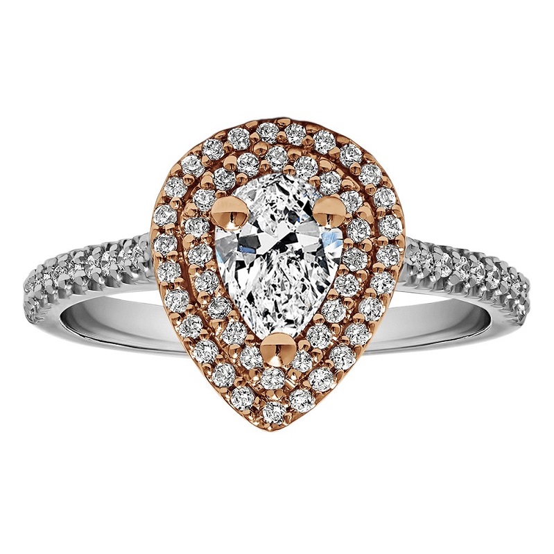 Pear Shape Halo Diamond Vintage Engagement Ring – RM1394PSTT/G7