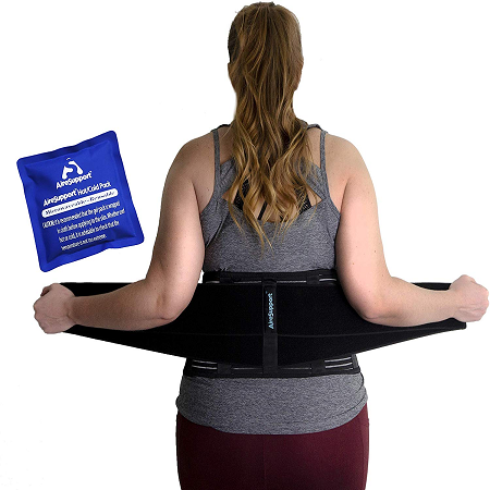 AireSupport Back Brace Lumbar Support with Reusable Ice/Hot Pack and Removable Lumbar