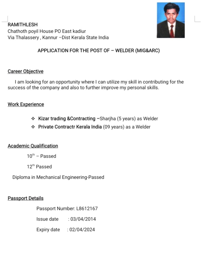 Experienced Mig & Arc welder looking job