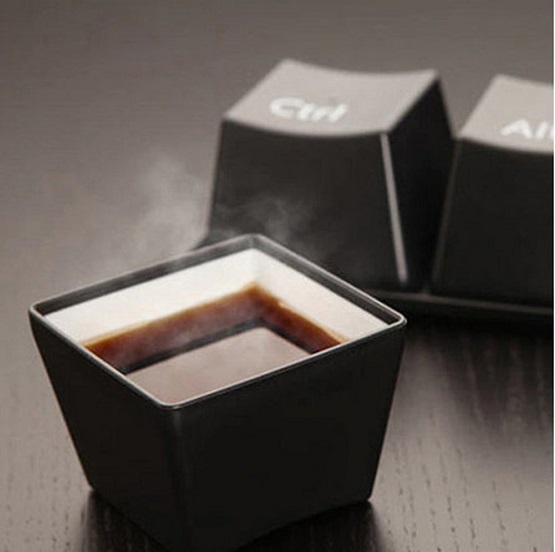 Creative Cup Tea Set 3pcs (Black and White Color) – Keyboard Fashion Cups | Tea Cups | Fashion Cups- New York