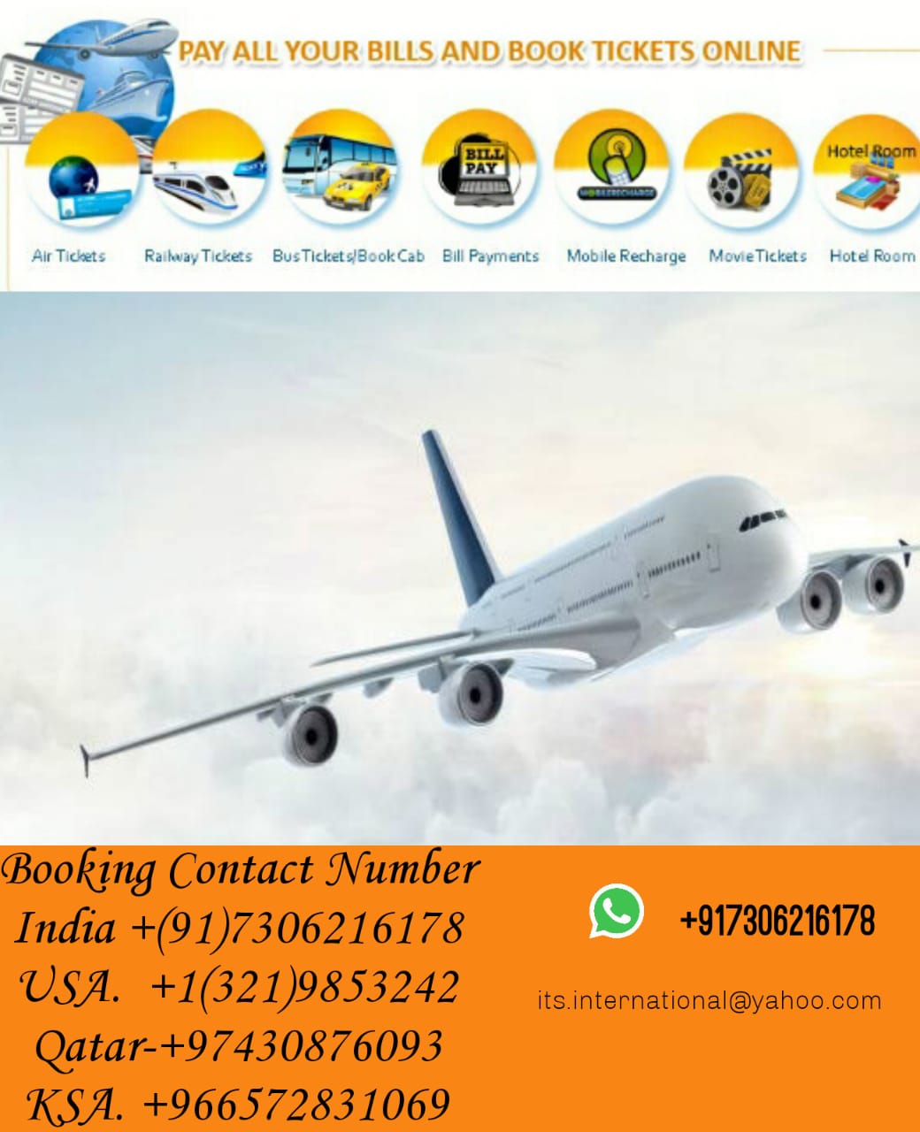 Flight ticket booking available for any where of the country