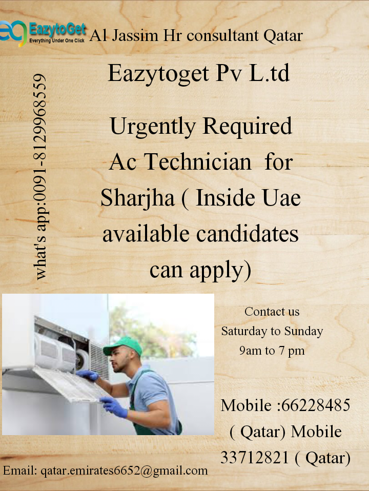 Uae available AC Technician candidates Required