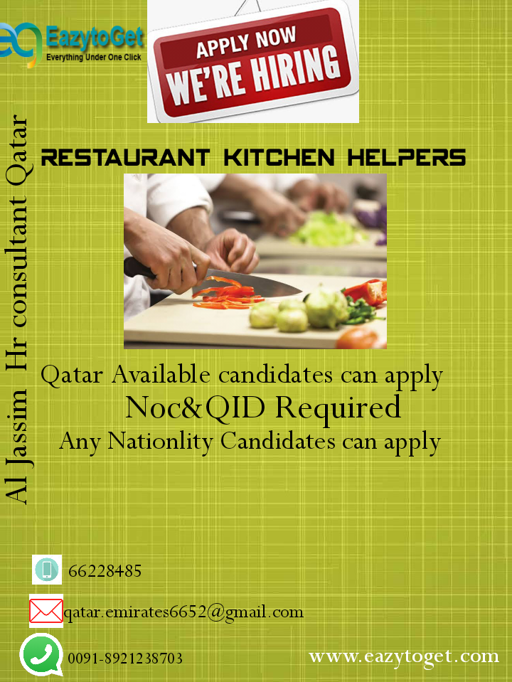 Kitchen Helper Candidates Required urgently