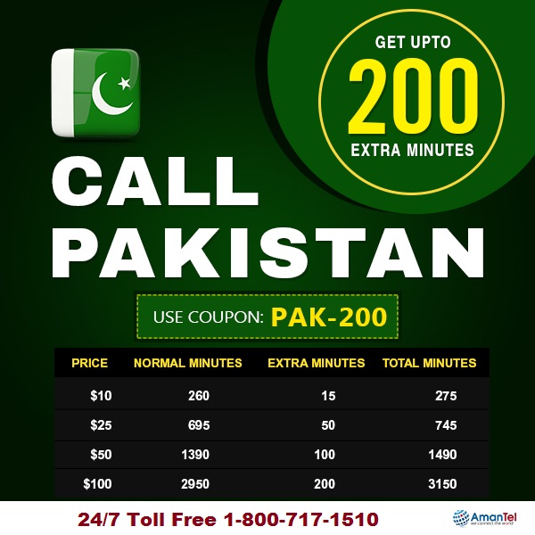 Buy Online Cheap international Phone calls to Pakistan from USA