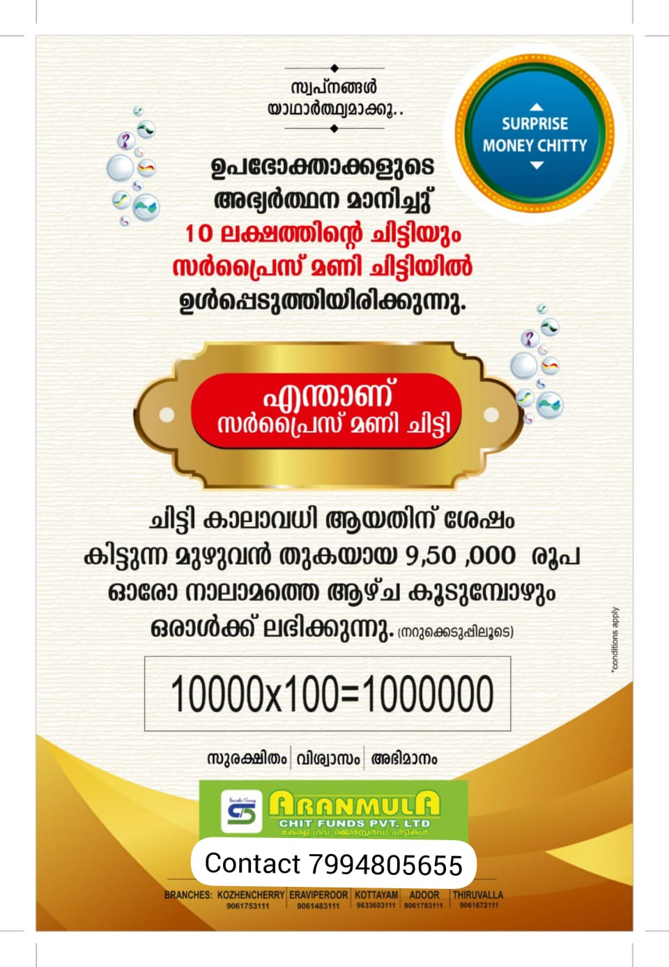 ARANMULA CHIT FUNDS PVT L.TD – 7994805655