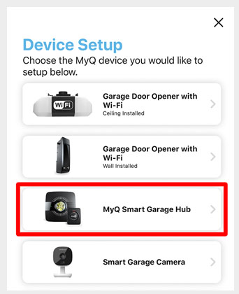 SETUP MYQDEVICE